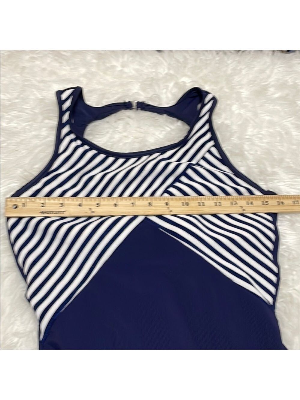 NWOT Baltex Blue and White One Piece Swimsuit Sz 18 - Picture 3 of 10